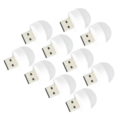 MERRYHAPY 10 Stück Teiliges USB LED Nachtlichter Warmweiß Kompakt und Tragbar Energiesparende Steckdosenleuchten für Zuhause und Auto Langlebig Platzsparend Installieren von MERRYHAPY
