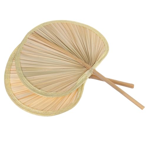 MERRYHAPY 2 Stück Handgefertigter Fächer aus Bananenblatt Holz Natürlich Leichter Sommerfächer für Outdoor Feier Dekoration und Kühlung von MERRYHAPY