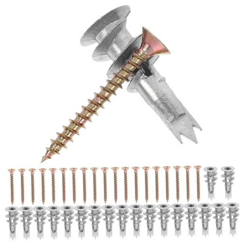 MERRYHAPY 20 Sätze Teiliges Schraubanker Set für Gipskartonplatten Selbstbohrende Hohlraumanker aus Zinklegierung und Eisen Robust Vielseitig für Haushalt und Büro Einfache Befestigung von MERRYHAPY