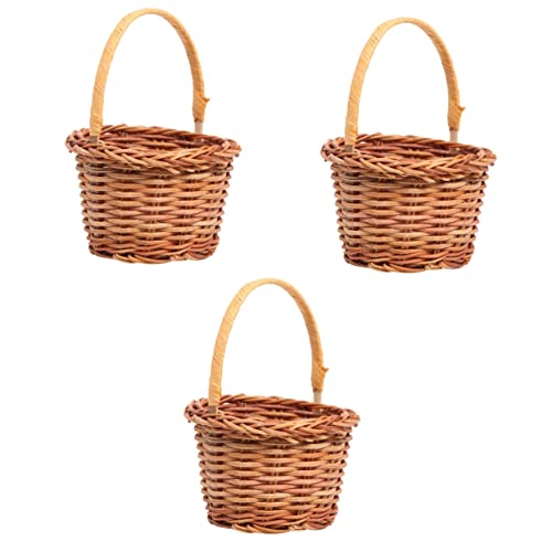 MERRYHAPY 3stücke Handgefertigter Mini Dekorationskorb Kreativer Weidenkorb Für -aktivitäten Ostern Tischdekoration Für Schulutensil Griff Hellbraun von MERRYHAPY