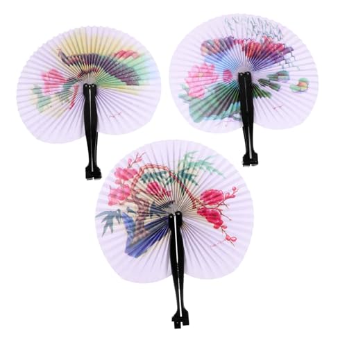 MERRYHAPY 3 Stück Faltbarer Handfächer aus Papier Leichter Sommer Handventilator mit Feiner Verarbeitung Tragbar und Langlebig Geeignet als Party Accessoire und Tanz Requisite für Damen von MERRYHAPY