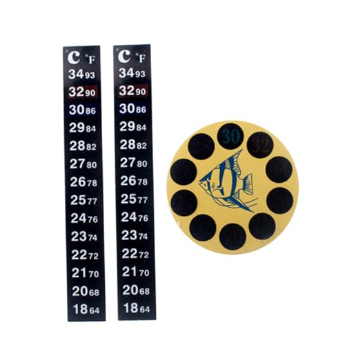 MERRYHAPY 3 Stücke Teiliges Aquarium Thermometer Selbstklebendes Patch Thermometer mit Rundem und Langem Temperaturstreifen Robustes Kompaktes Zubehör für Präzise Wassertemperaturmessung im von MERRYHAPY
