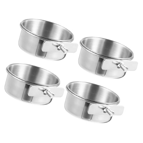 MERRYHAPY 4 Stück Edelstahl Vogel Futter Wassernäpfe Abnehmbare Kaufsichere Futterschalen für Käfigvögel Papageien Wellensittiche Einfache Reinigung Vielseitig für Kleine Vögel von MERRYHAPY