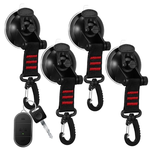 MERRYHAPY 4 Stück Starke Saugnapf-haken mit Nylonband Drehbare Befestigung für Auto-markise Camping Bootsplane Robust Abriebfest Hohe Tragkraft Vielseitig für Wohnmobil und Heimgebrauch von MERRYHAPY