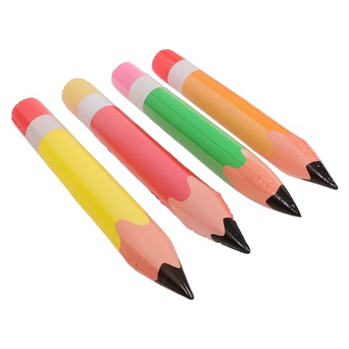 MERRYHAPY 4 Stück Teiliges Aufblasbare Riesen Bleistifte PVC in Gelb Orange Grün Rot Realistische Schulanfang Dekoration Robuste Kinderparty Deko Leicht und Vielseitig Einsetzbar von MERRYHAPY