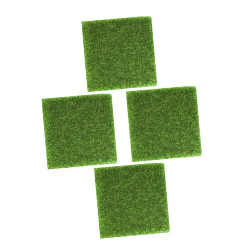MERRYHAPY 4 Stück Teiliges Kunstgras Matten Langlebiger Kunststoff Realistisches Miniatur Kunstrasendekor Dekoration für Sandtische DIY Landschaftsbau Geeignet für Modellbau und Heimdeko von MERRYHAPY