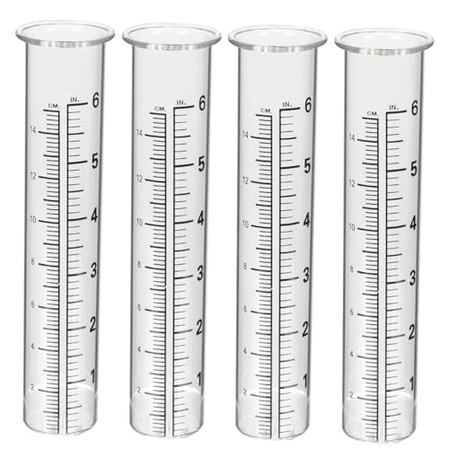 MERRYHAPY 4 Stück Teiliges Regenmessglas Glas regenmesser mit Messskala Langlebiges Messzylinder Garten und Outdoor Einfache und Genaue Niederschlagsmessung von MERRYHAPY