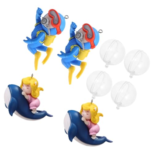 MERRYHAPY 4 Stück Teiliges Schwimmendes Aquarium Deko mit Farbigen Tauchern und Walreiter Mädchen PVC Fischbecken Ornament Langlebig Pflegeleicht Schwimmende Fischtank Dekoration für von MERRYHAPY