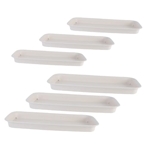MERRYHAPY 6 Stück Rechteckige Pflanzuntersetzer Robustem Kunststoff Beige als Abtropfschalen für Blumentöpfe Wasserauffangend und Pflegeleicht Passend für Innenbereiche Wie Balkon Wohnzimmer von MERRYHAPY