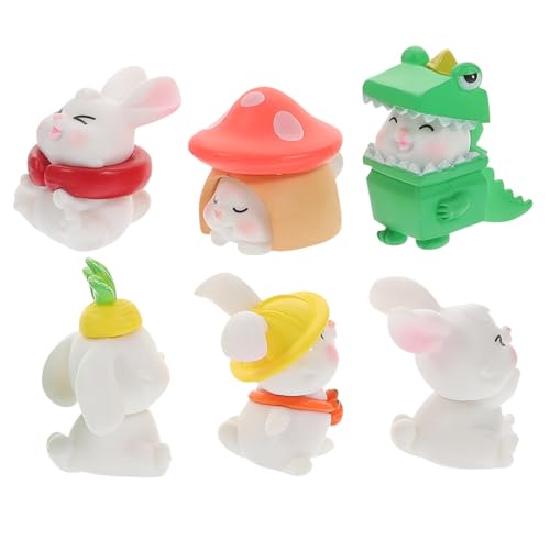 MERRYHAPY 6 Stück Miniaturstatuen Für Osterdekoration Mini-hasenfiguren Kreative Formen Für Auto- Und Gartendekoration von MERRYHAPY
