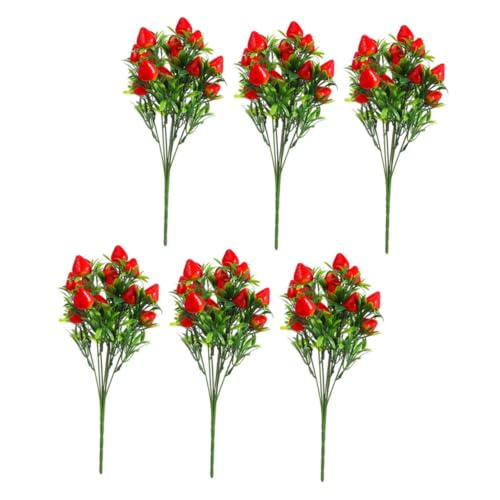 MERRYHAPY 6St Simulation Erdbeerstrauß künstliche erdbeerverzierung Erdbeerblüten-Picks Künstliche Erdbeeren Dekorative Blumensträuße Erdbeerblüten künstlich Erdbeerblütenstiele PVC von MERRYHAPY