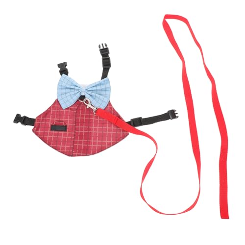 MERRYHAPY Bunny Gentleman Set Hasenzubehör Hasen-Outfit Kaninchenleinengeschirr Für Den Außenbereich Kleine Tierleinen Hasengurt Hasenleinen Kleines Hasengeschirr Hasenkleidung Plastik Rot von MERRYHAPY