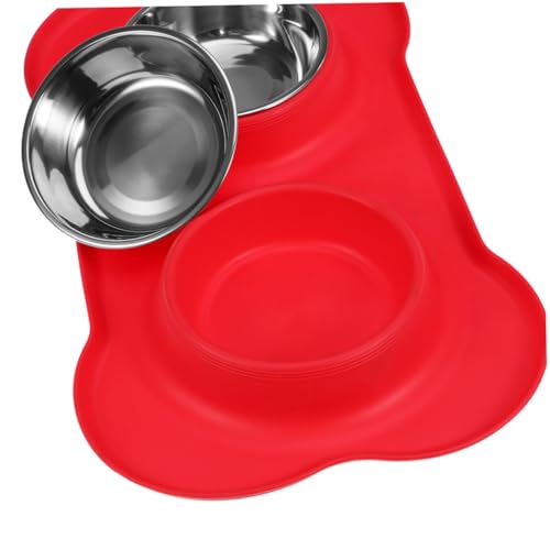 MERRYHAPY Doppel Edelstahlnäpfe mit Rutschfester Silikonmatte Futter Wassernapf Hunde und Katzen Auslaufsicher Spülmaschinenfest Rot MERRYHAPY Doppel Edelstahlnäpfe mit Rutschfester Silikonmatte Futter Wassernapf Hunde und Katzen Auslaufsicher Spülmaschinenfest Rot von MERRYHAPY