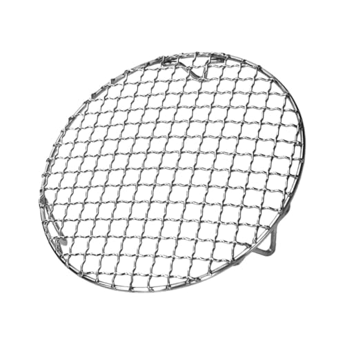MERRYHAPY Edelstahl Bbq Grillnetz mit Beinen Hitzebeständiges Rundes Grillgitter Rutschfestes Barbecue Zubehör für Outdoor Grillen Wiederverwendbar für Camping und Picknick von MERRYHAPY