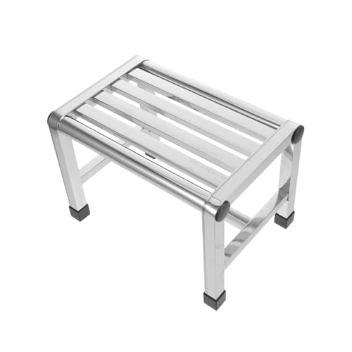 MERRYHAPY Edelstahl Duschhocker Wasserdichter Stabiler Metallhocker für Bad Küche Senioren Vielseitiger Kompakter Sitzhocker mit Rostfreiem Verstärktem Stahlrahmen von MERRYHAPY