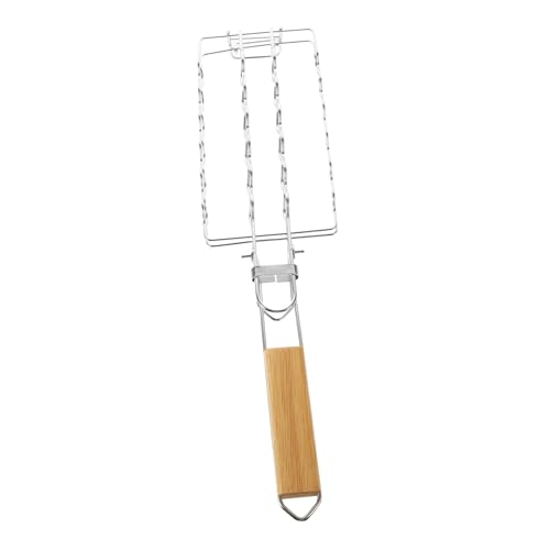 MERRYHAPY Edelstahl Grillnetz mit Holzgriff Faltbarer BBQ Sausage Grill Clip Rostfrei Sicherer Griff Vielseitig für Gemüse Corn und Fleisch für Picknick und Heimbarbecue MERRYHAPY Edelstahl Grillnetz mit Holzgriff Faltbarer BBQ Sausage Grill Clip Rostfrei Sicherer Griff Vielseitig für Gemüse Corn und Fleisch für Picknick und Heimbarbecue von MERRYHAPY