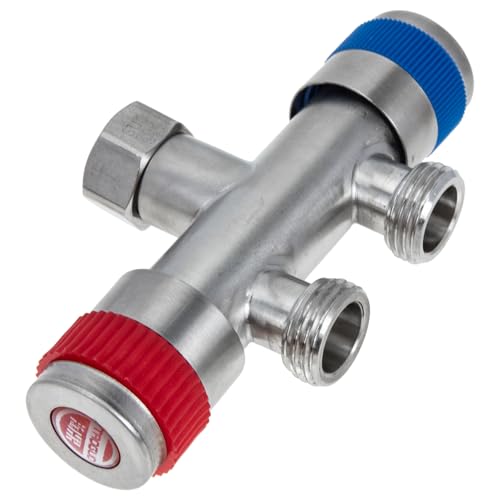 MERRYHAPY Edelstahl Wasserhahn Verteiler Doppelanschluss Robust Wetterfest für Waschmaschine und Gartenschlauch Vielseitiger Schlauchadapter Küchenarmatur Langlebiger Wasserhahn Splitter von MERRYHAPY