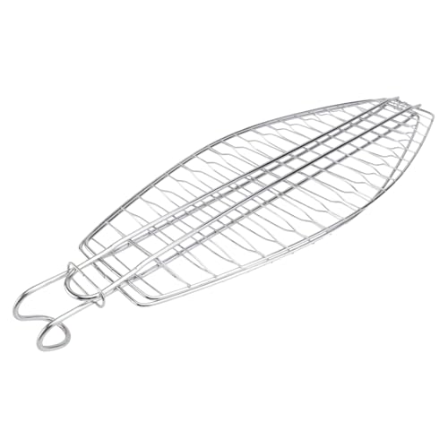 MERRYHAPY Fisch Grillkorb mit Haken Antihaftbeschichtetes Edelstahl Grillnetz für Fisch und Brot Vielseitiger Bbq Halter für Outdoor Grillen Einfach zu Reinigen Lagern von MERRYHAPY