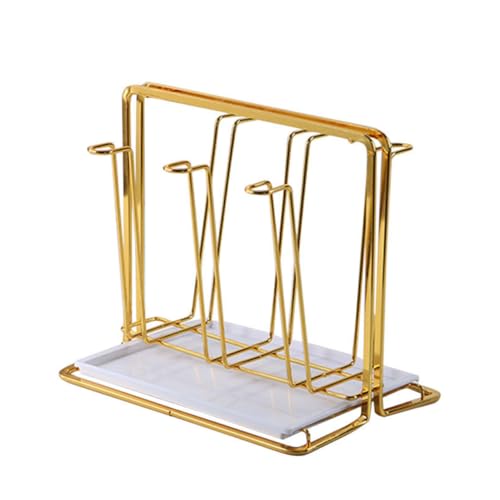 MERRYHAPY Goldener Becherhalter Ablaufschale Tragbares Abtropfgestell für Gläser und Flaschen Praktisches Aufbewahrungsregal für Küche und Esszimmer Platzsparend und Flexibel von MERRYHAPY