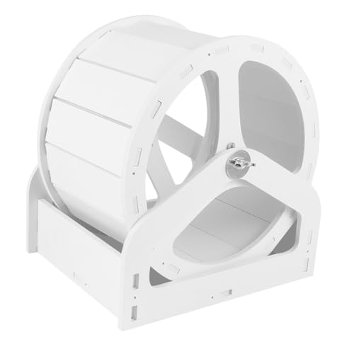 MERRYHAPY Hamster Laufrad mit Weißem Gestell Geräuschloses Beißfestes Kauspielzeug für Zwerghamster und Kleintiere Kreatives Hamsterrad für Käfigzubehör und Haustieraktivität von MERRYHAPY