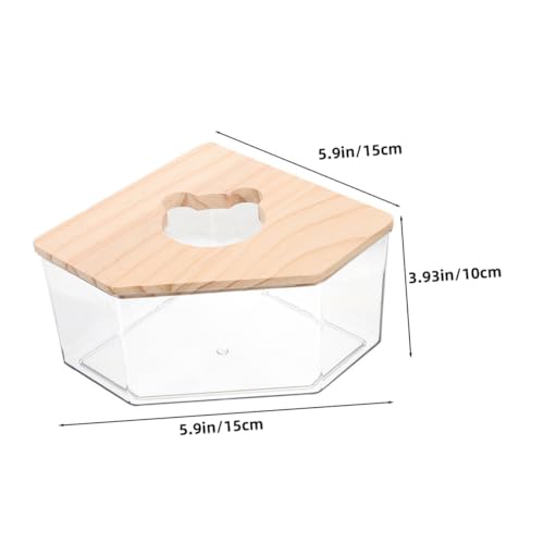 MERRYHAPY Hamster Sandbad mit Holzdeckel Acryl Badebox für Kleine Haustiere Wie Rennmäuse und Meerschweinchen Transparentes Badezimmer Sandkasten Multifunktional als Buddelspielzeug von MERRYHAPY