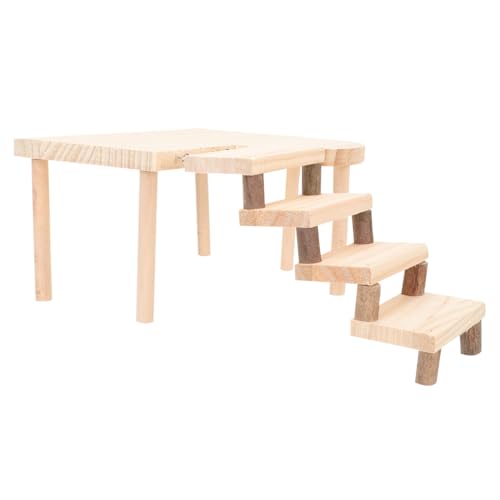 MERRYHAPY Hamsterplattform Holz mit Leiter zum Klettern Natürliches Kauspielzeug für Hamster und Kleintiere Sichere Spielplattform zur Zahnpflege Einfach zu Befestigen Fördert Bewegung und von MERRYHAPY