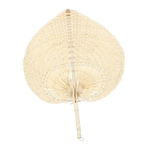 MERRYHAPY Handgefertigter Geflochtener Palmblatt Fächer Gelb Natürlicher Sommerlüfter mit Robustem Griff Leichter Praktischer Handfächer für Innen und Außenbereich für Strand und Party von MERRYHAPY