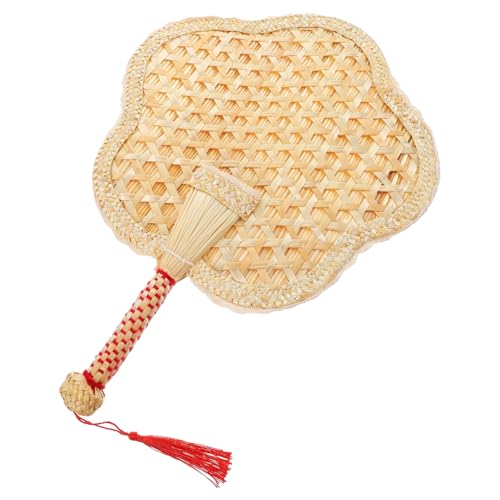MERRYHAPY Handgewebter Strohhäkel Fächer Natürlicher Sommer Accessoire Leichter Handlicher Fächer für Strand Party und Dekoration Chinesischer Vintage Stil Handgefertigter Kühlfächer Eckiges von MERRYHAPY