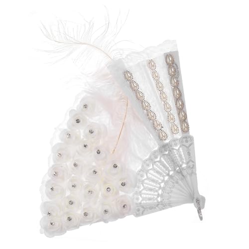 MERRYHAPY Hochzeits-spitzenfächer Faltbar Brautfächer mit Spitzenstoff Handlicher Deko-fächer für Sommer Outdoor Hochzeit Tanz Foto Requisit von MERRYHAPY