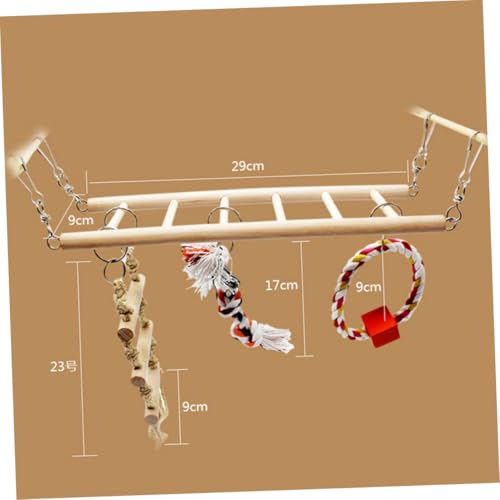 MERRYHAPY Holz Kletterleiter Vogelschaukel Parrot Stand Kauspielzeug aus Naturholz zum Aufhängen für Papageien Wellensittiche Vogelkäfig Zubehör MERRYHAPY Holz Kletterleiter Vogelschaukel Parrot Stand Kauspielzeug aus Naturholz zum Aufhängen für Papageien Wellensittiche Vogelkäfig Zubehör von MERRYHAPY