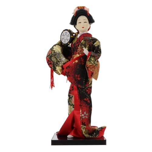 MERRYHAPY Japanische Geisha Puppe im Kimono Stil Handgefertigtes Desktop Ornament Farbenfrohe Asiatische Dekoration aus Harz und Langlebig und Leicht für Zuhause und Büro von MERRYHAPY