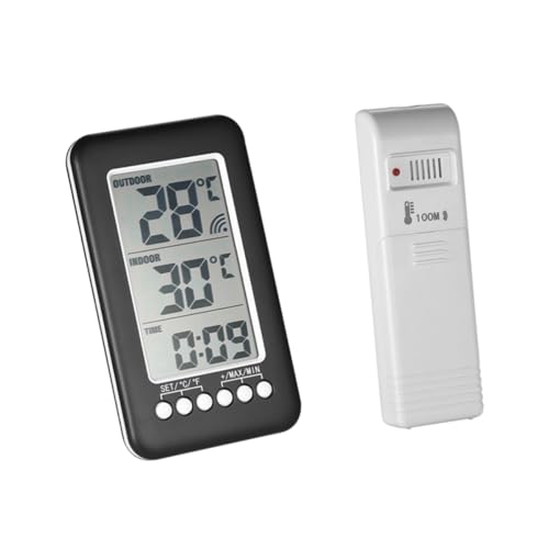 MERRYHAPY Kabelloses Digital-thermometer mit Außenfühler Temperatur Uhranzeige Reichweite Hoher und Niedriger Alarm für Zuhause Kühlschrank und Gefriertruhe Batteriebetrieben ohne Batterien MERRYHAPY Kabelloses Digital-thermometer mit Außenfühler Temperatur Uhranzeige Reichweite Hoher und Niedriger Alarm für Zuhause Kühlschrank und Gefriertruhe Batteriebetrieben ohne Batterien von MERRYHAPY