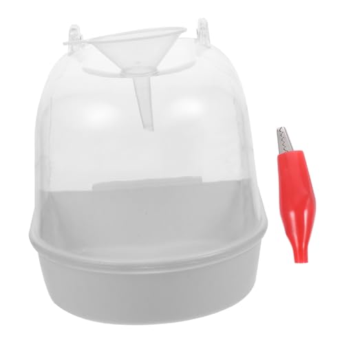 MERRYHAPY Kleines Weißes Papageien Badebecken mit Wasserzufuhr Sicher und Robust Geeignet für Wellensittiche und Kleine Vögel Inklusive Trichter für Vogelbad im Käfig und Zufällige Farbe von MERRYHAPY