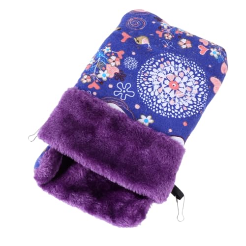MERRYHAPY Kuscheliges Kleintier Schlafsack Hängematte aus Plüsch und Canvas für Hamster und Kleine Haustiere Warmes Baumwollbett mit Stabilen Clips für Winter und Käfigeinsatz Blau mit von MERRYHAPY