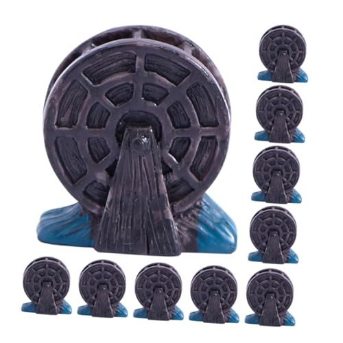 MERRYHAPY 10Stücke Teiliges Miniatur Wasserrad Modell für Gartenlandschaft Nostalgisches DIY Wasser Rad für Teichdekoration Handwerkskunst für Schreibtisch und Bücherregal von MERRYHAPY