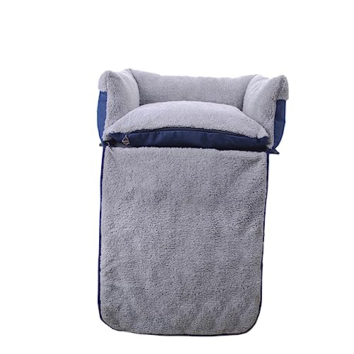 MERRYHAPY Multifunktionales Clamshell Hundesofa Bett Blau Gemütliches Hundekennel mit Abnehmbarem und Waschbarem Bezug Rutschfester Unterseite für Kleine bis Mittelgroße Hunde und Katzen von MERRYHAPY