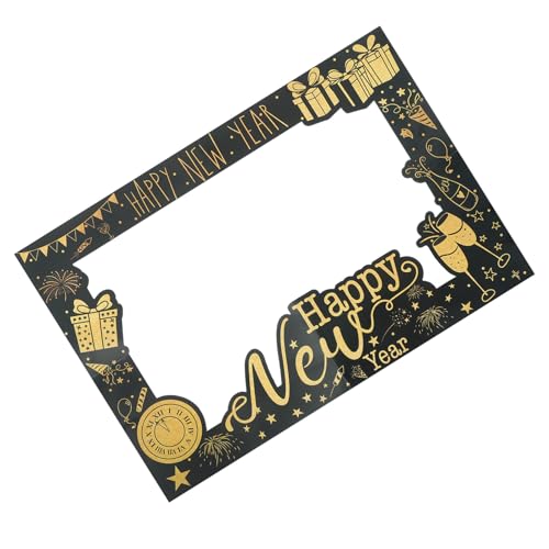 MERRYHAPY Neujahr Fotobooth Rahmen Schwarz gold Papier Fotorahmen Party Requisiten Leicht Tragbar Indoor Outdoor für Silvester Feier und Kreative Fotomomente von MERRYHAPY