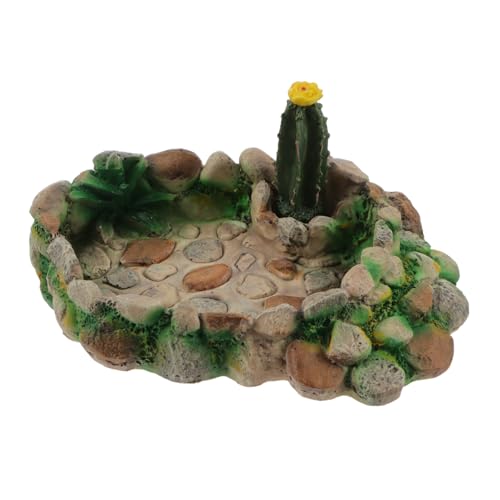MERRYHAPY Reptilien Futter Wasserschale Kaktus Design Terrarium Napf für Schildkröten und Eidechsen Leicht zu Reinigen Lebensmittelecht Geeignet für Terrarienarten von MERRYHAPY