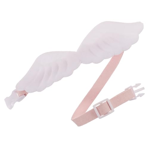 MERRYHAPY Verstellbares Welpenhalsband mit Engelsflügeln und Schmetterlingsfliege Geeignet für Hunde Katzen und Kaninchen Modisches Haustieraccessoire für Partys und Halloween Weiß von MERRYHAPY