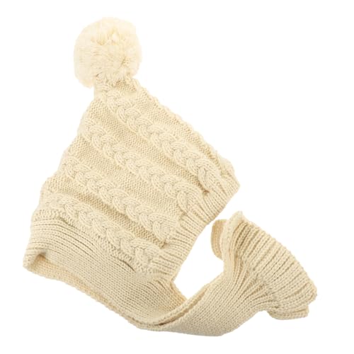 MERRYHAPY Hundemütze Und Strickschal Für Winter Einstellbare Warme Hundekostüme Für Kleine Mittelgroße Hunde Cremefarbe Für Und Festliche Anlässe von MERRYHAPY