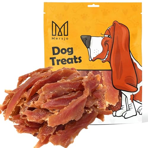 MERSJO Hundeleckerli - 92% Hoher Fleischanteil, Keine Zusatzstoffe, Getreide- und Zuckerfrei, Leckereien für Hunde zur täglichen Ergänzung, Natürliche Kauhilfe, Getrocknete Entenbrust, 500g von MERSJO