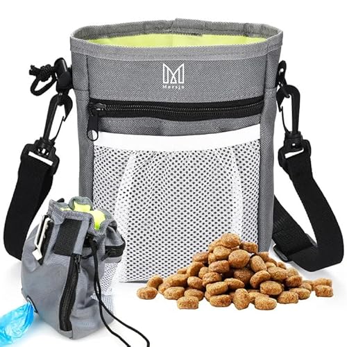 MERSJO Leckerli-Tasche für Hunde, Multifunktionaler Futterbeutel mit Netztasche, 18 cm, Grau von MERSJO