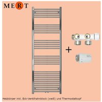 Mert - Badheizkörper royal, chrom gerade, inkl Ventilhahnblock + Thermostatkopf, 40 x 120cm - Chrom von MERT