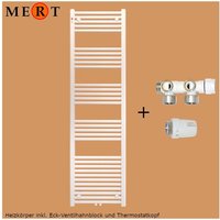 Mert - Badheizkörper royal, weiss gerade, inkl Ventilhahnblock + Thermostatkopf, 30 x 180cm - Weiss von MERT