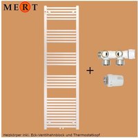 MERT Badheizkörper ROYAL, weiss gerade, inkl Ventilhahnblock + Thermostatkopf, 50 x 180cm - Weiss von MERT