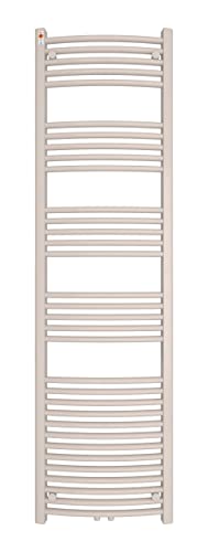 Mert Heizung gebogen elektrisch oder Warmwasser 1/2 Zoll Bad-Heizung 1800x500 Bad-Heizkörper Mittelanschluss 50 mm weiß Handtuchhalter für Wandmontage von MERT