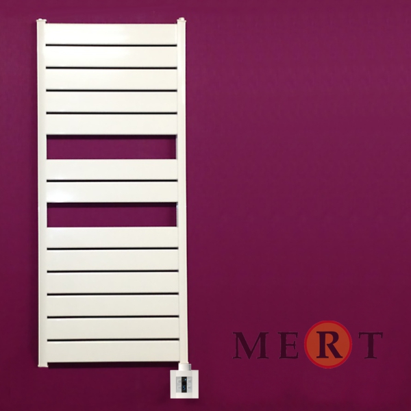 MERT Elektro Aluminium Badheizkörper Violett 525 x 1770 mm incl. Regler und Heizpatrone, weiss von MERT