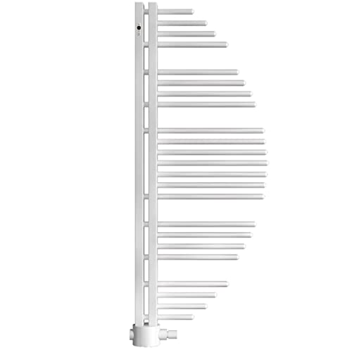 Mert Design Badheizkörper AYCAN für den Betrieb elektrisch oder Warmwasser 1/2 Zoll Bad-Heizung 500x1200 mm Anschluss 50 mm Schwarzgrau Handtuchhalter für Wandmontage von MERT