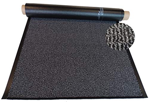 MERTEX Schmutzfangläufer Meterware 90 cm grau-schwarz meliert- Schnittkanten gekettelt (90 x 140 cm, grau) von MERTEX
