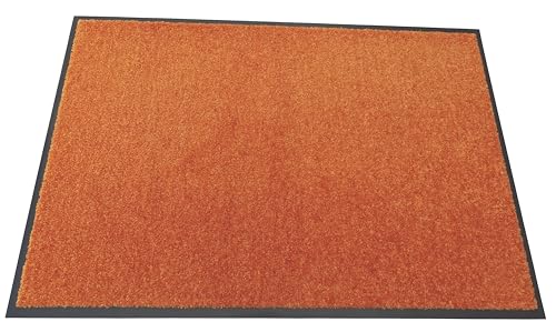 MERTEX Schmutzfangmatte Kiel – Türmatte Abtreter Fußmatte - in vielen Größen und Farben für Eingangsbereich Flur - strapazierfähig rutschfeste Rückseite - waschbar bei 30°C (Orange, ca. 90 x 150 cm) von MERTEX
